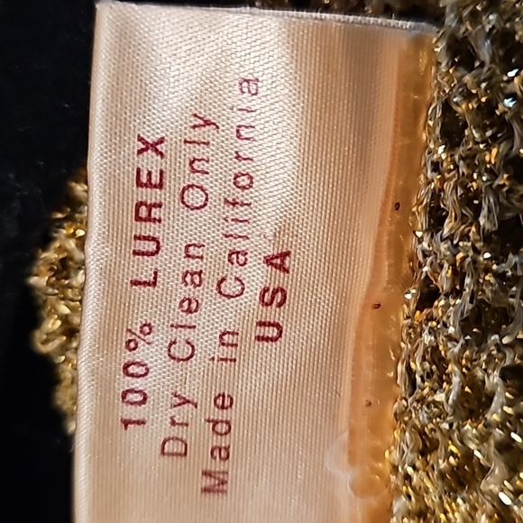 von Saken Gold Metallic Open Knit Mesh Pullover Sweater Vintage - Picture 7 of 10